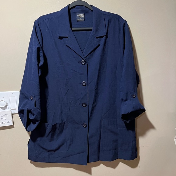 Allison Daley sz 12 Navy Blue Button-Up Top - Picture 5 of 5